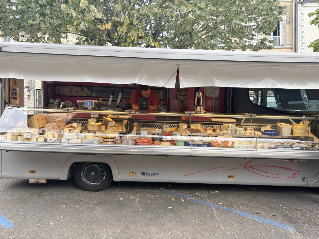 French cheese stall at Ruffec Market